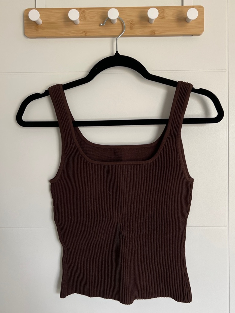Babaton Ribbed Square-Neck Tank Top - Chocolate Brown - Picture 2 of 4
